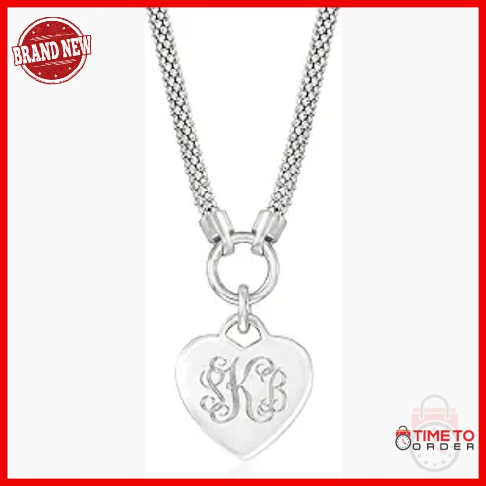 Sterling Silver Personalized Heart Necklace 18 Inch Chain